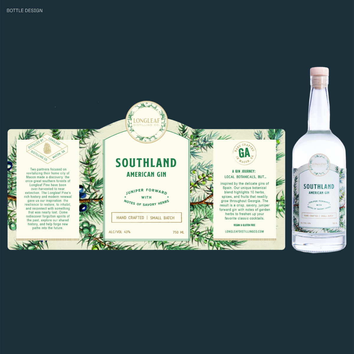 Vodka label design for Longleaf Distilling Co. 